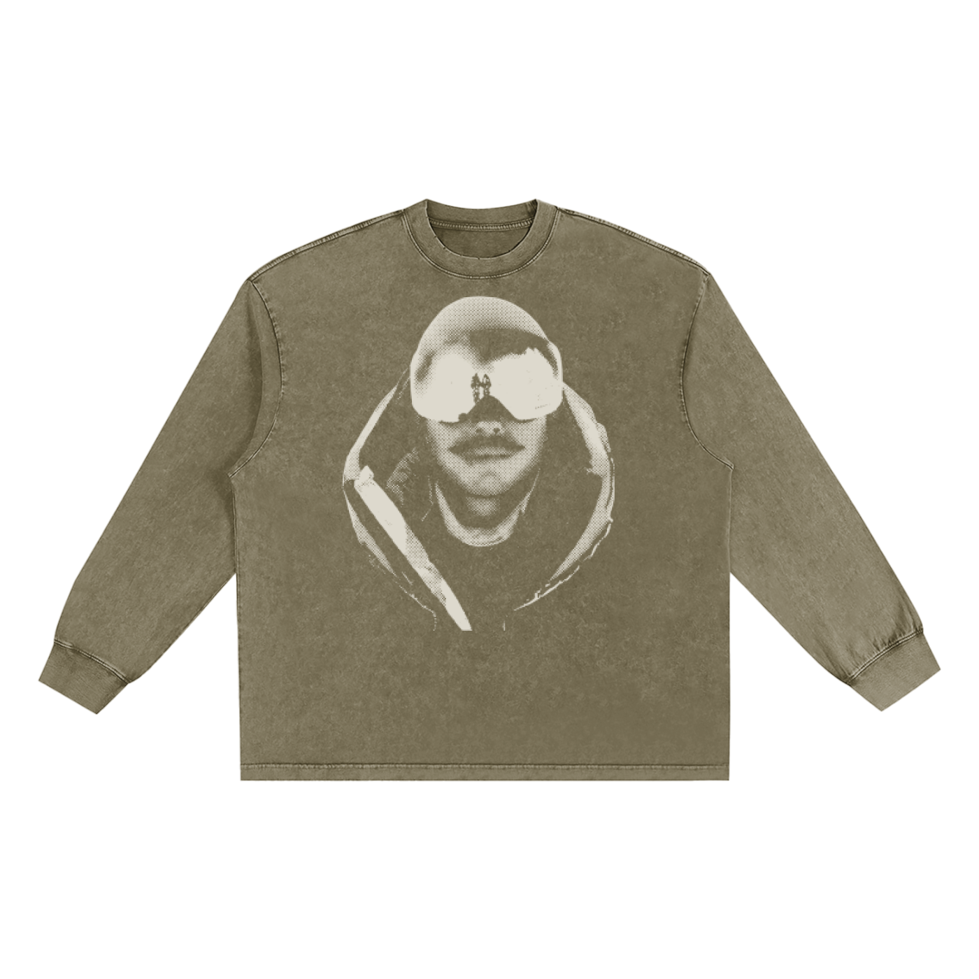 Stone gray vintage wash Remember Nims t-shirt by The Good Blanks featuring a halftone graphic of a mountaineer with goggles