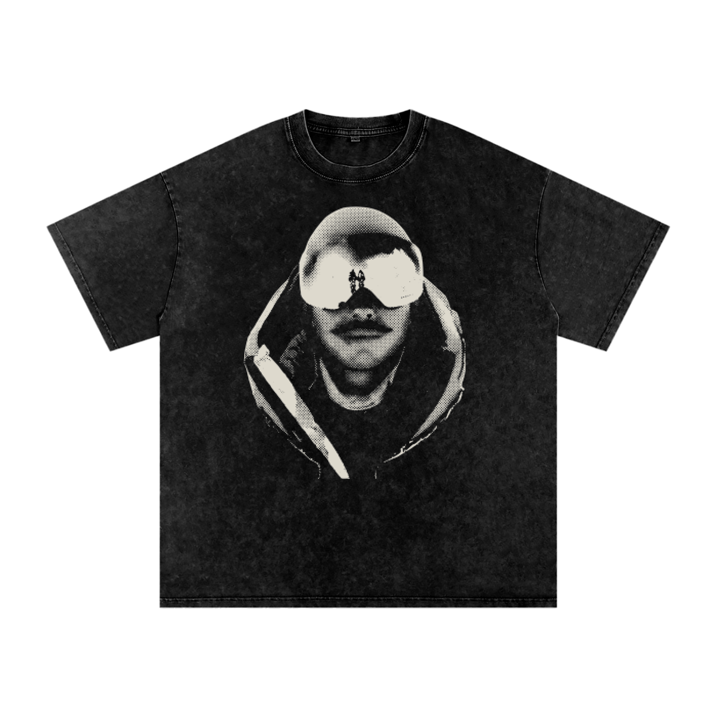 Black vintage wash Remember Nims t-shirt by The Good Blanks featuring a halftone graphic of a mountaineer with goggles
