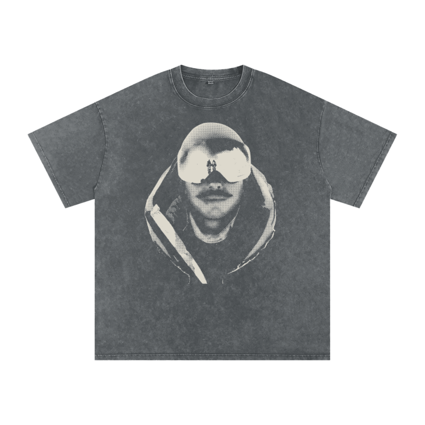 Pirate gray vintage wash Remember Nims t-shirt by The Good Blanks featuring a halftone graphic of a mountaineer with goggles